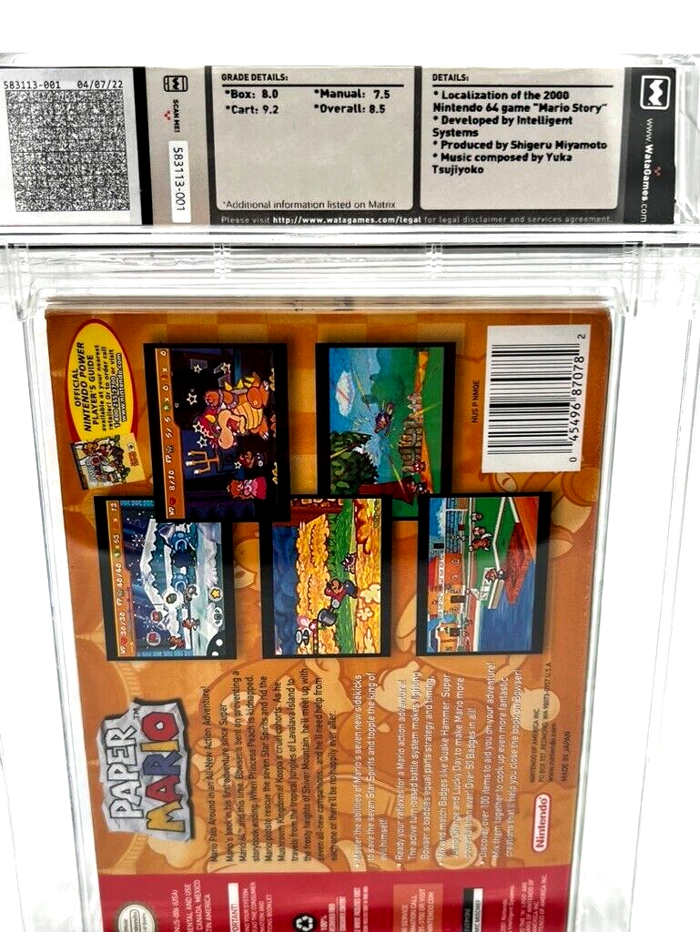 Paper Mario Nintendo 64 N64 RETRO VIDEO GAME Complete In Box CIB GRADED WATA 8.5