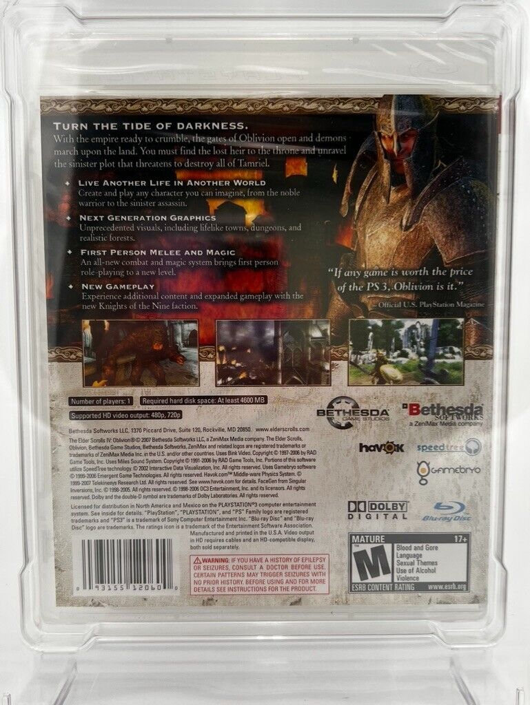 Elder Scrolls IV Oblivion For Playstation 3 NEW SEALED GRADED CGC 9.8 VIDEO GAME