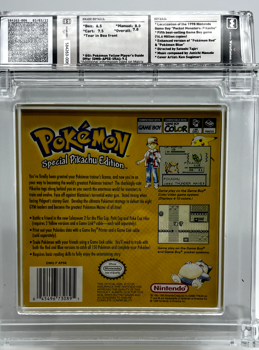 Pokémon Yellow Version Special Pikachu Edition Game Boy Video Game CIB WATA 7.0