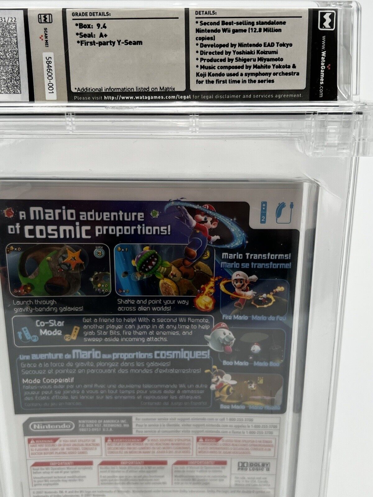 Super Mario Galaxy Video Game Nintendo Wii, 2007 NEW SEALED GRADED 9.4 WATA