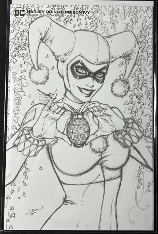 Harley Quinn Poison Ivy #1 Dawn McTeigue Black & White Sketch Cover LTD 1500