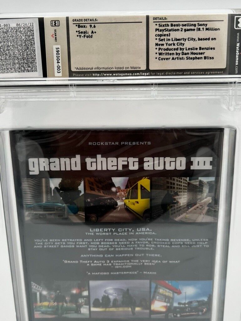 Grand Theft Auto III (PLAYSTATION 2, PS2) SEALED GRADED WATA 9.6