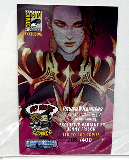 POWER RANGERS UNLIMITED COINLESS 1 JENNY FRISON VIRGIN FOIL SIGNED SDCC #204/400