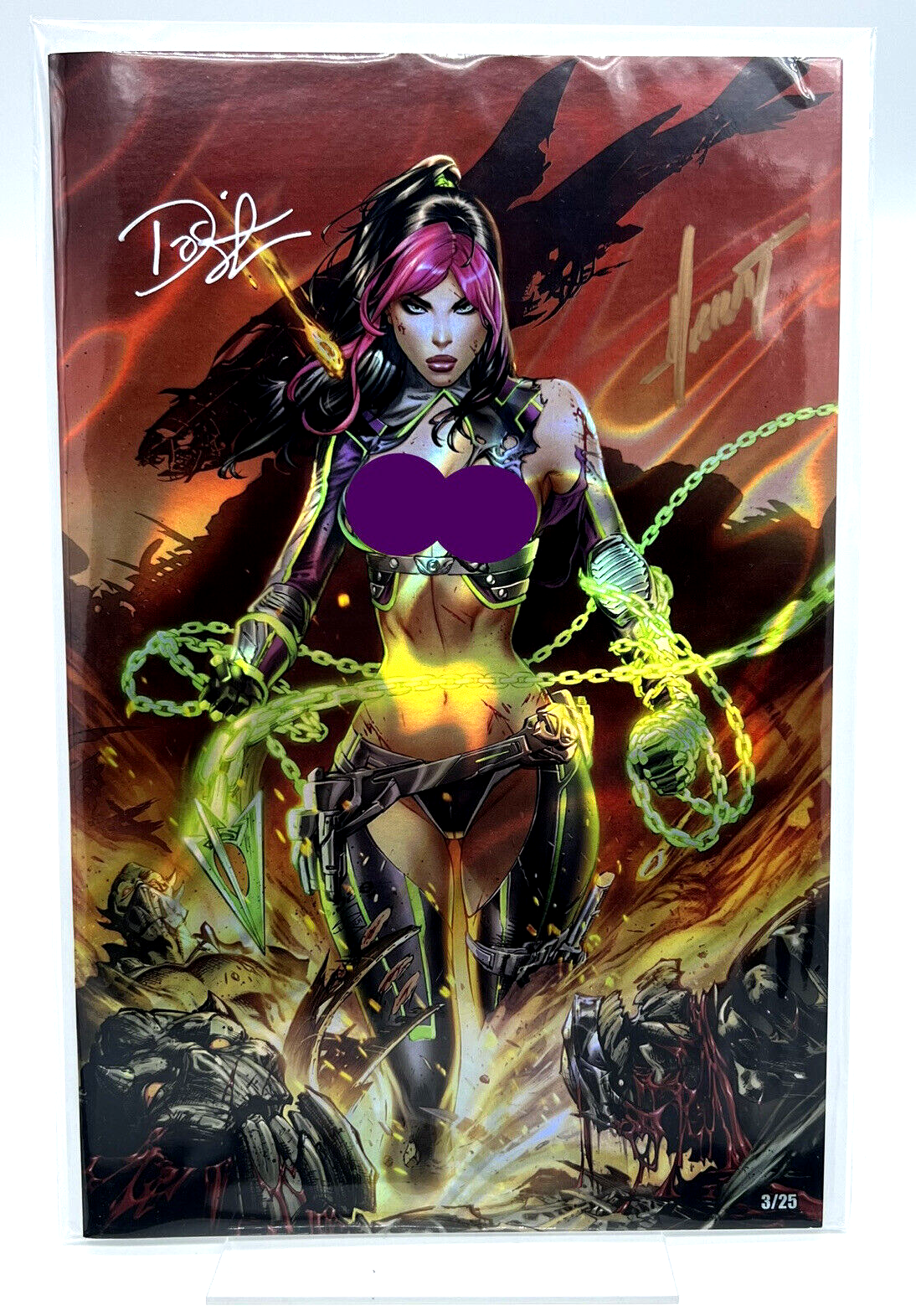 Prey For The Sinner #2 EBAS LAVA FOIL LIMITED EDITION #3/25 COPIES 2X SIGNED !!