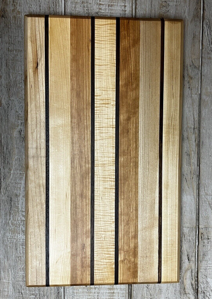 MAPLE WALNUT OAK PREMIUM CUTTING BOARD BUTCHERS BLOCK PINSTRIPE HARDWOOD