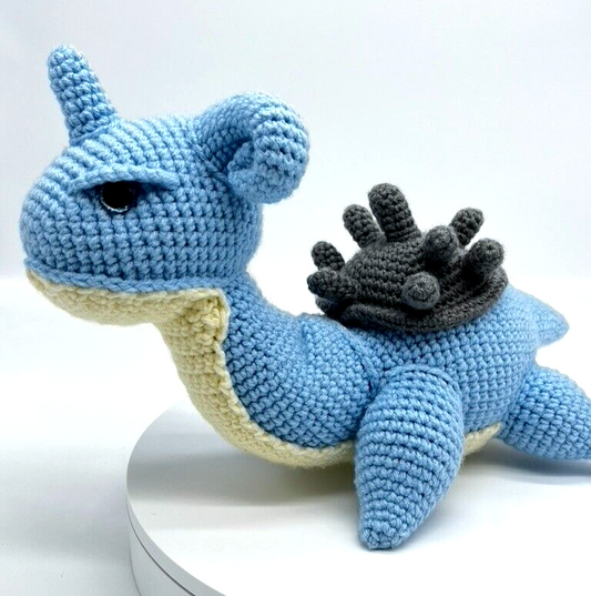 Lapras Pokemon Knitted Crochet Amigurumi Stuffed Animal Plushie Collectible