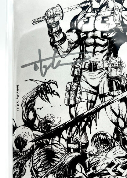 Deadpool Kills the Marvel Universe Again Tyler Kirkham Black White Signed COA