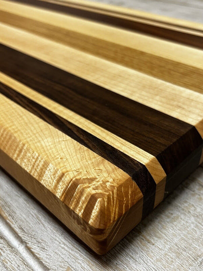 MAPLE WALNUT OAK PREMIUM CUTTING BOARD BUTCHERS BLOCK PINSTRIPE HARDWOOD