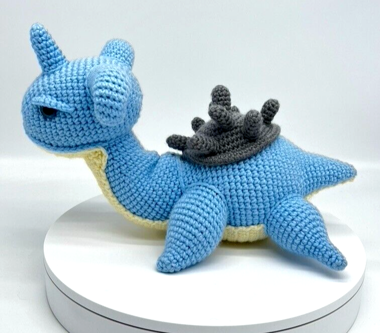 Lapras Pokemon Knitted Crochet Amigurumi Stuffed Animal Plushie Collectible