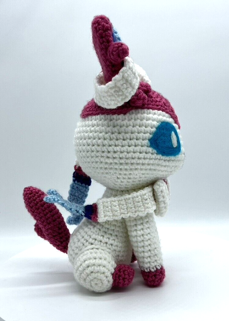 SYLVEON EEVEE POKEMON PLUSH AMIGURUMI KNITTED CROCHET STUFFED ANIMAL COLLECTIBLE