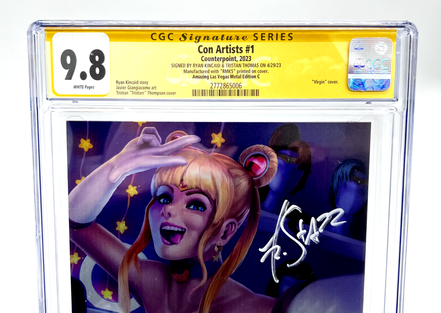 CON ARTIST #1 SAILOR MOON TRISTAR METAL LTD RMK #5/10 2X SIGNED GRADED CGC 9.8