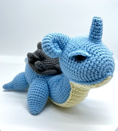 Lapras Pokemon Knitted Crochet Amigurumi Stuffed Animal Plushie Collectible