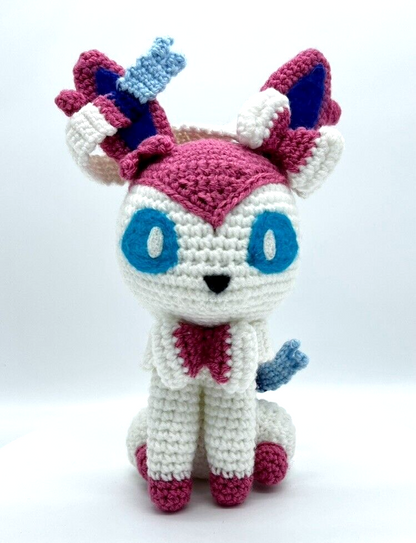 SYLVEON EEVEE POKEMON PLUSH AMIGURUMI KNITTED CROCHET STUFFED ANIMAL COLLECTIBLE