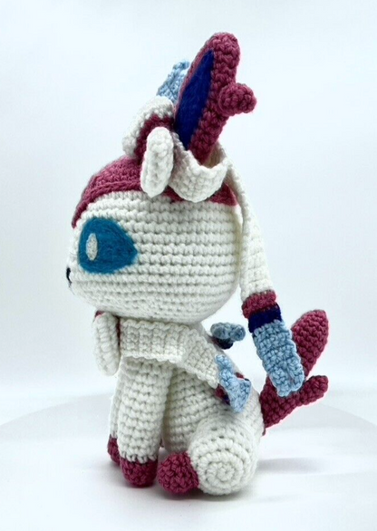 SYLVEON EEVEE POKEMON PLUSH AMIGURUMI KNITTED CROCHET STUFFED ANIMAL COLLECTIBLE