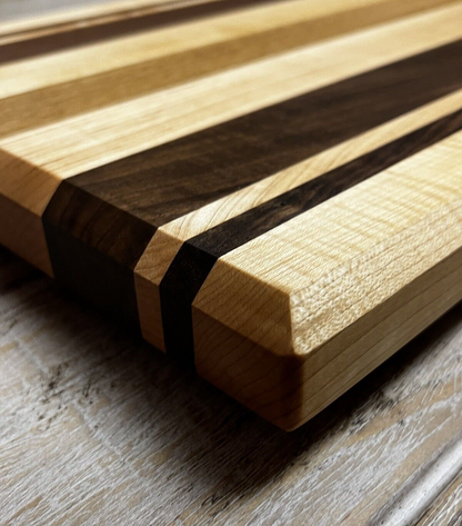 MAPLE WALNUT OAK PREMIUM CUTTING BOARD BUTCHERS BLOCK PINSTRIPE HARDWOOD