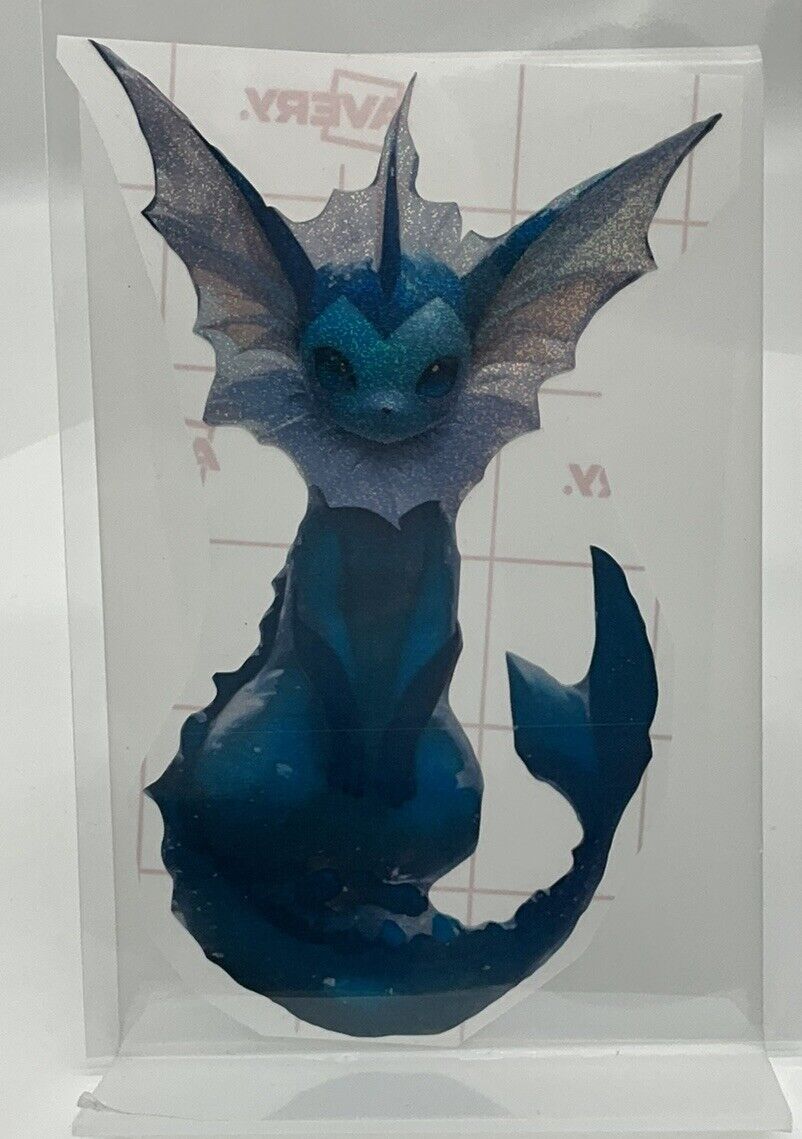 VAPOREON POKÉMON Holographic + LAMINATED  Vinyl STICKER 6” X 4”  EEVEE EVO