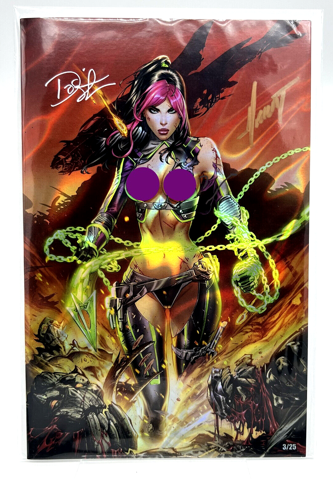 Prey For The Sinner #2 EBAS LAVA FOIL LIMITED EDITION #3/25 COPIES 2X SIGNED !!