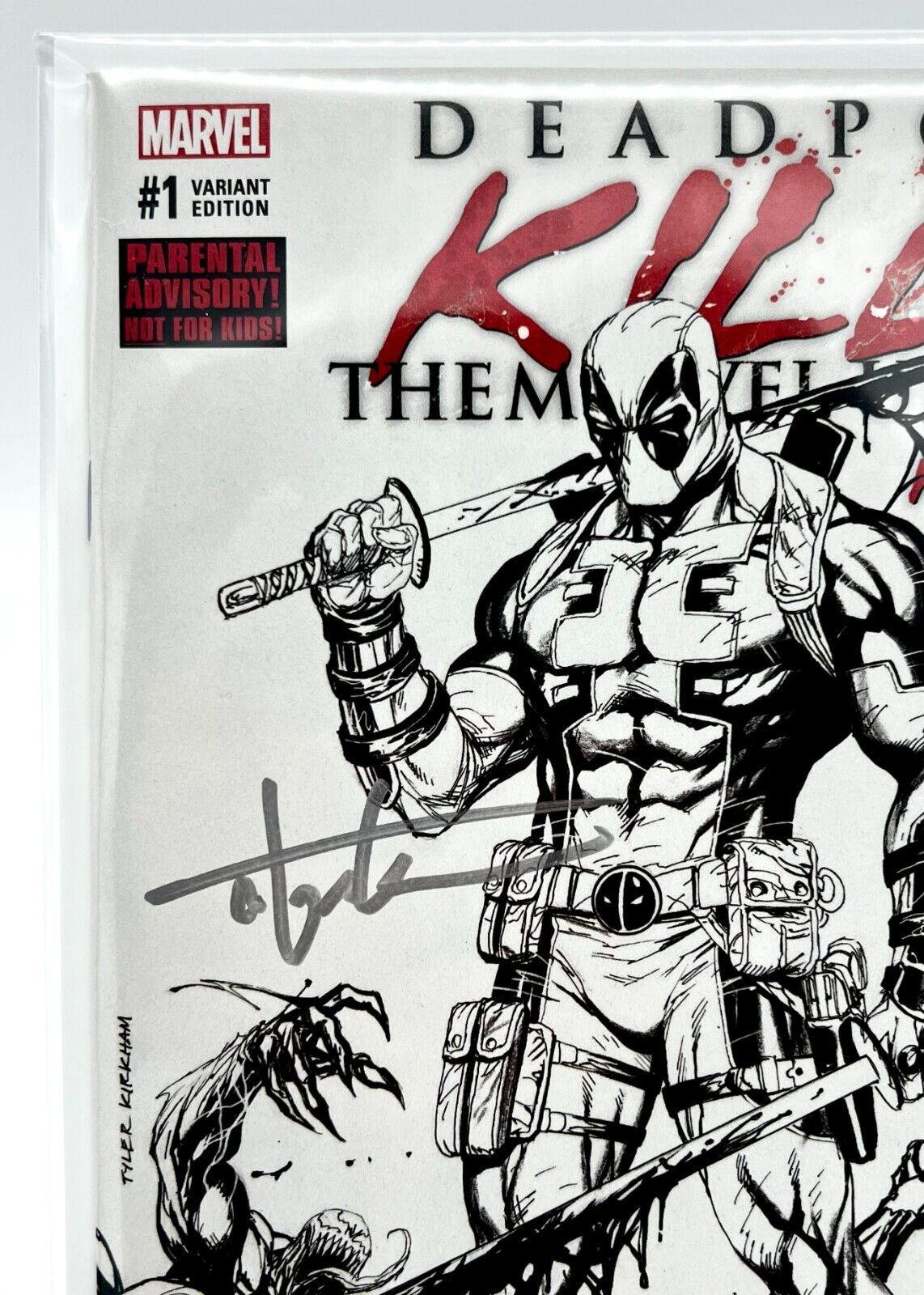 Deadpool Kills the Marvel Universe Again Tyler Kirkham Black White Signed COA