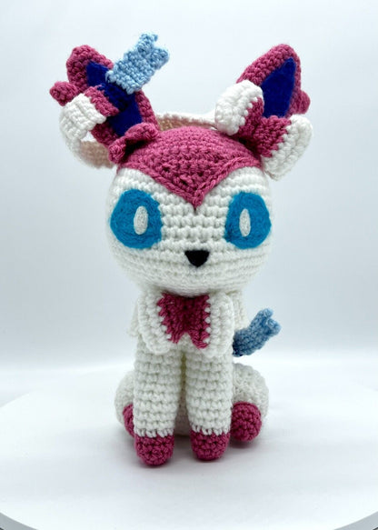 SYLVEON EEVEE EVO PLUSH AMIGURUMI KNITTED CROCHET STUFFED ANIMAL COLLECTIBLE