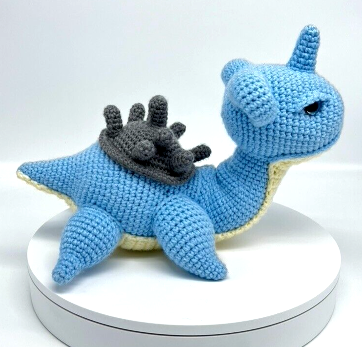 Lapras Pokemon Knitted Crochet Amigurumi Stuffed Animal Plushie Collectible