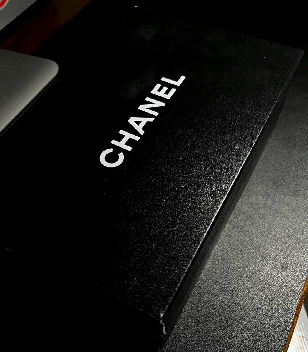 Chanel Pumps 38 7.5 US Black Sheer Double Toe strap Box & Dust Bags From France