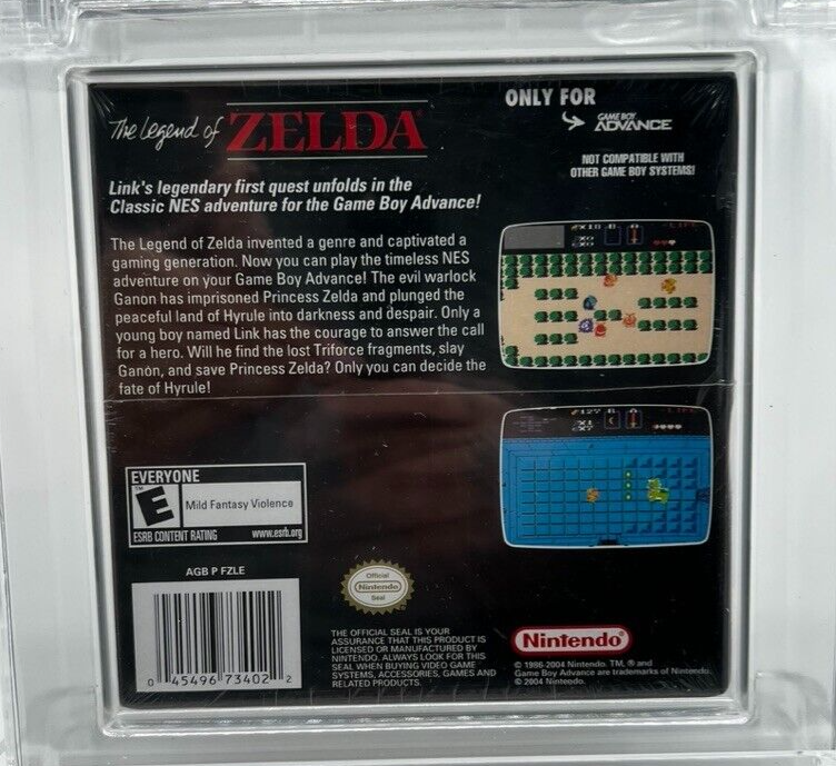 The Legend of Zelda Classic 1987  NES Game Boy Advance SEALED  GRADED WATA 6.5