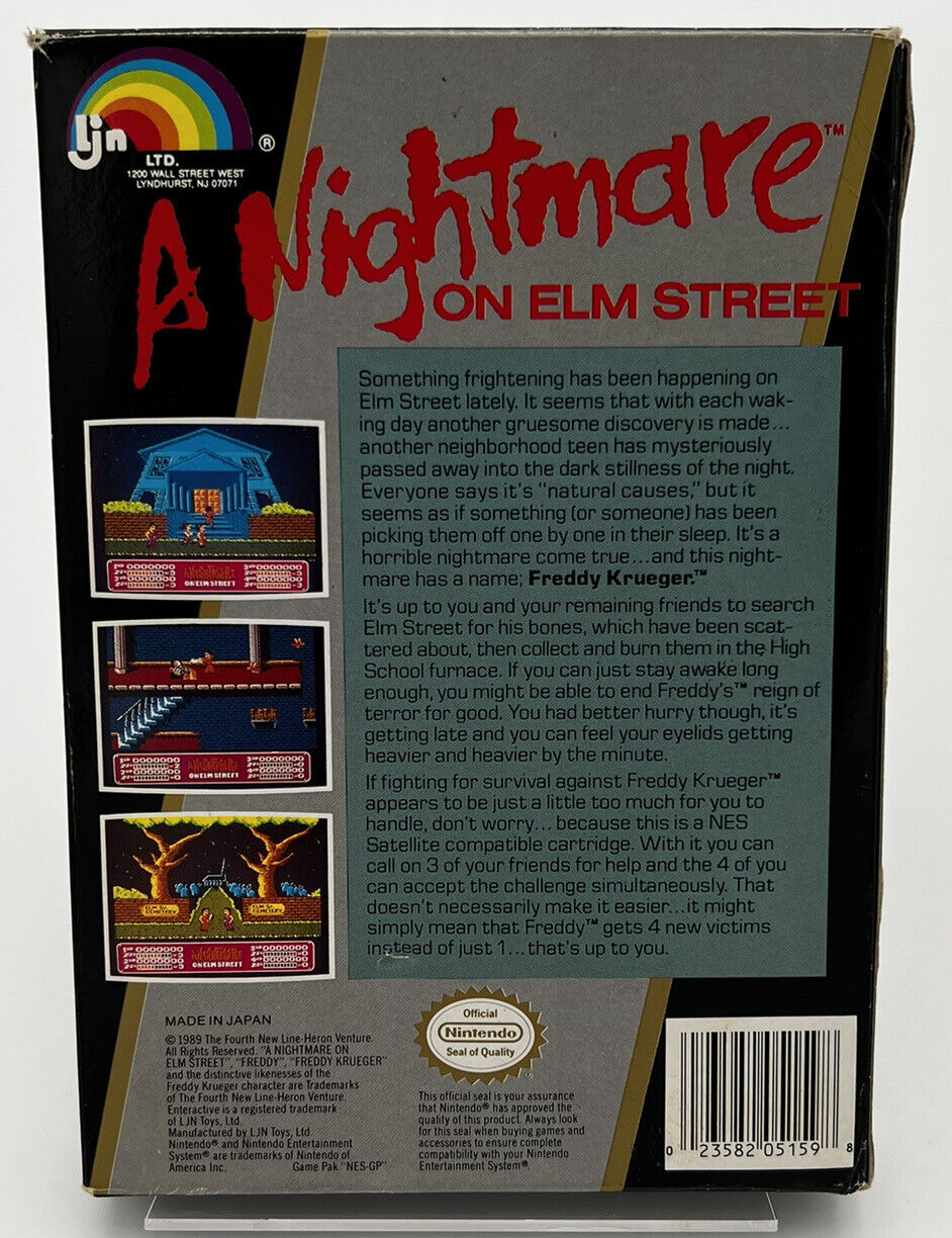 Nightmare on Elm Street Nintendo NES 1990 COMPLETE IN BOX CIB RETRO VIDEO GAME