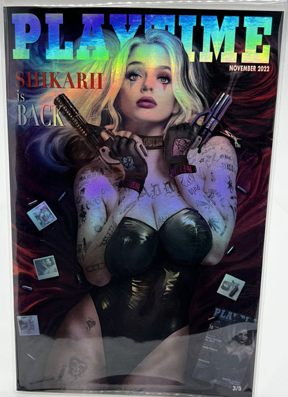 HARDLEE THINN PLAYTIME NOV 22′ FOIL Shikarii LTD ARTIST PROOF #3/5  Harley Quinn