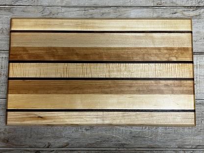 MAPLE WALNUT OAK PREMIUM CUTTING BOARD BUTCHERS BLOCK PINSTRIPE HARDWOOD
