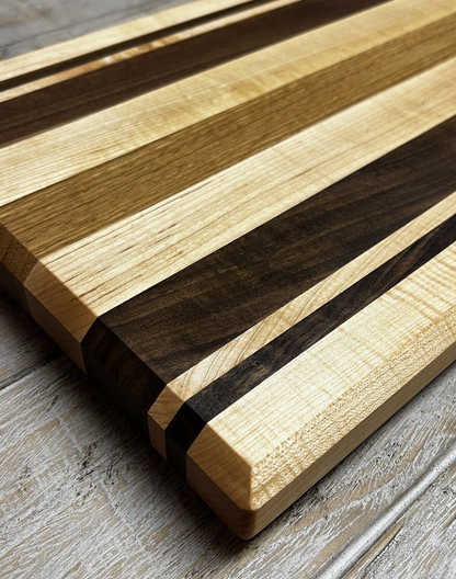 MAPLE WALNUT OAK PREMIUM CUTTING BOARD BUTCHERS BLOCK PINSTRIPE HARDWOOD
