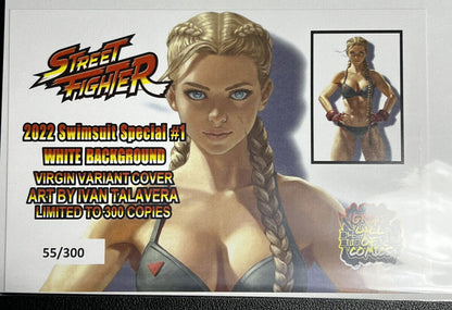 STREET FIGHTER SWIMSUIT SPECIAL 1 CAMMY WHITE BKGRND IVAN TALAVERA  LTD #55/300