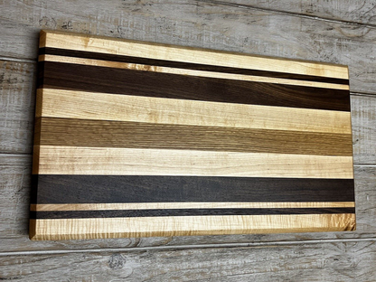 MAPLE WALNUT OAK PREMIUM CUTTING BOARD BUTCHERS BLOCK PINSTRIPE HARDWOOD