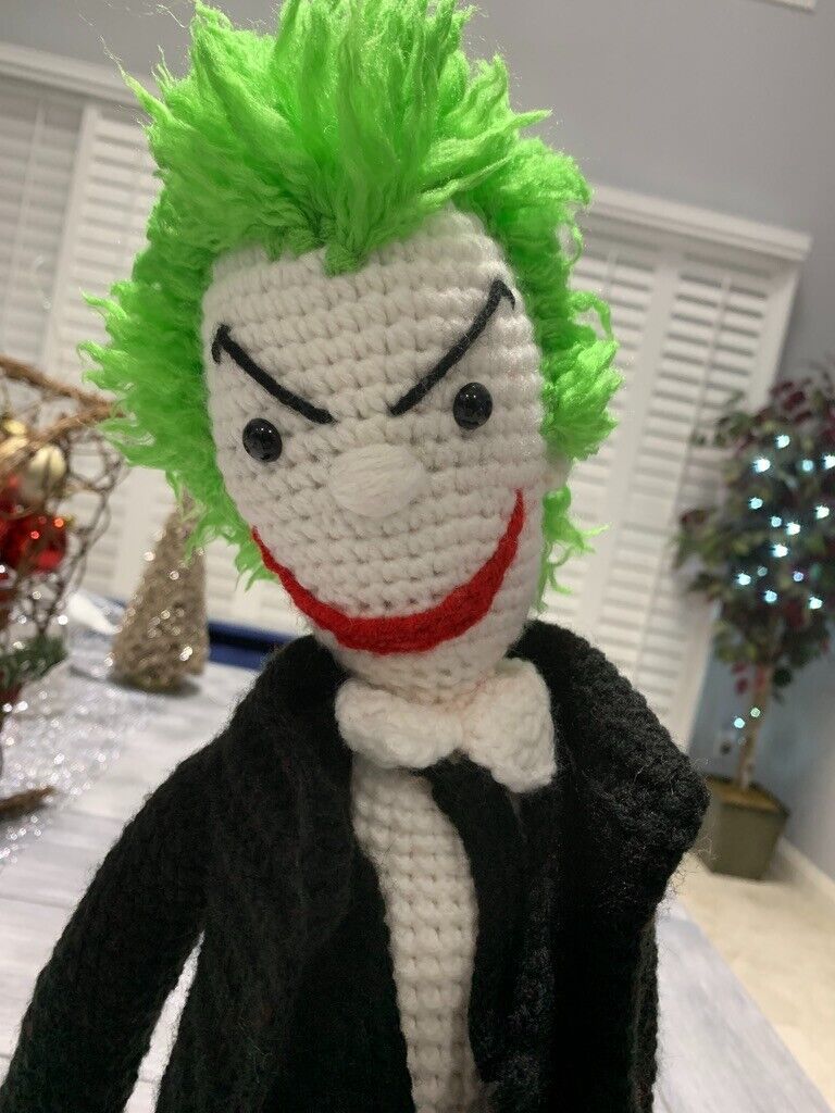 THE JOKER HANDMADE KNITTED AMIGURUMI CROCHET BATMAN COLLECTIBLE TOY DC COMICS