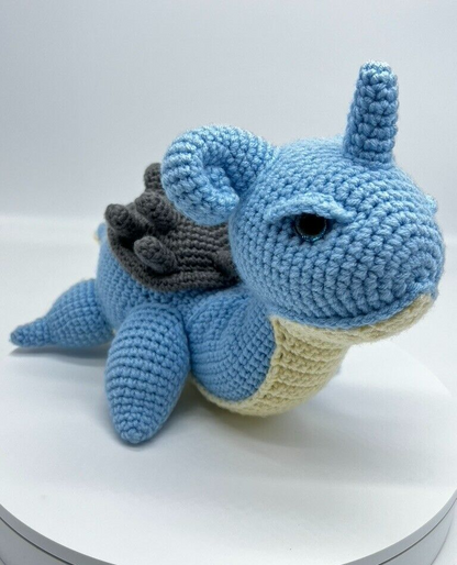 Lapras Pokemon Knitted Crochet Amigurumi Stuffed Animal Plushie Collectible