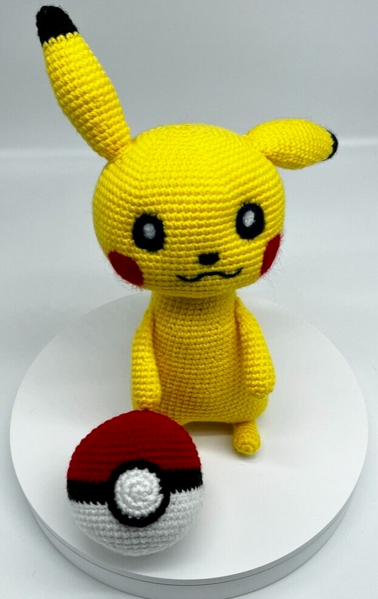 Pikachu Pokemon Knitted Crochet Amigurumi Stuffed Animal Plushie Collectible