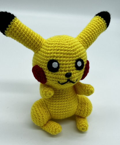 POKEMON PIKACHU KNITTED CROTCHET STUFFED ANIMAL AMIGURUMI HANDMADE PLUSHIE TOY