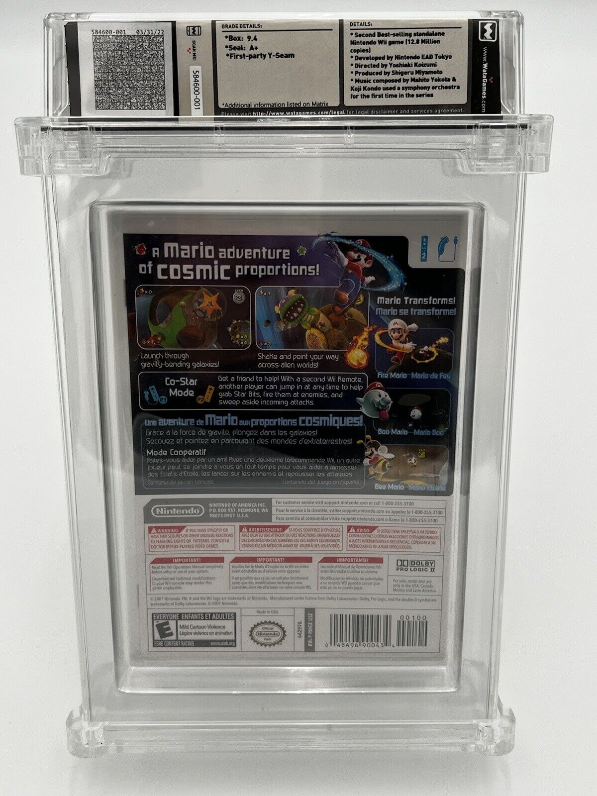 Super Mario Galaxy Video Game Nintendo Wii, 2007 NEW SEALED GRADED 9.4 WATA