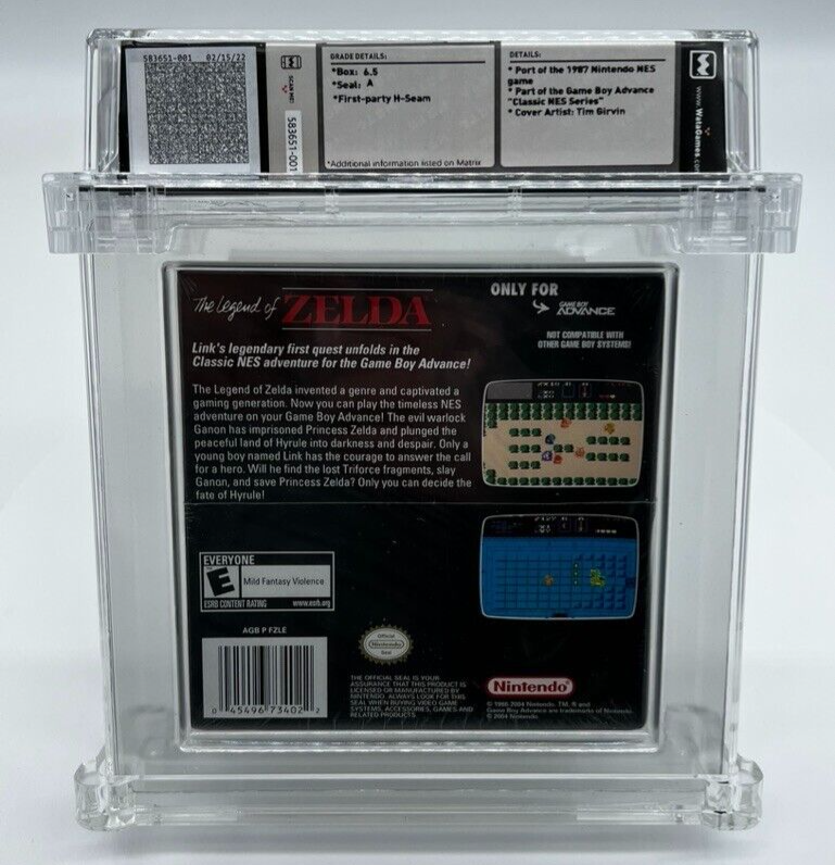 The Legend of Zelda Classic 1987  NES Game Boy Advance SEALED  GRADED WATA 6.5