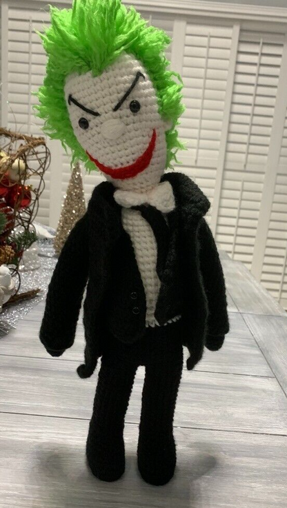 THE JOKER HANDMADE KNITTED AMIGURUMI CROCHET BATMAN COLLECTIBLE TOY DC COMICS