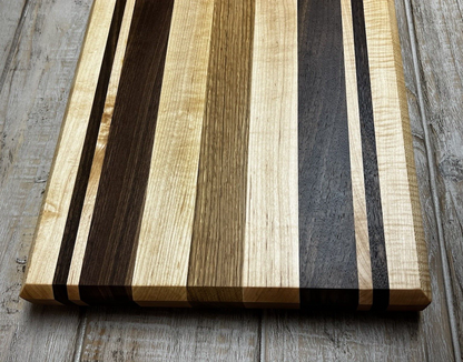 MAPLE WALNUT OAK PREMIUM CUTTING BOARD BUTCHERS BLOCK PINSTRIPE HARDWOOD