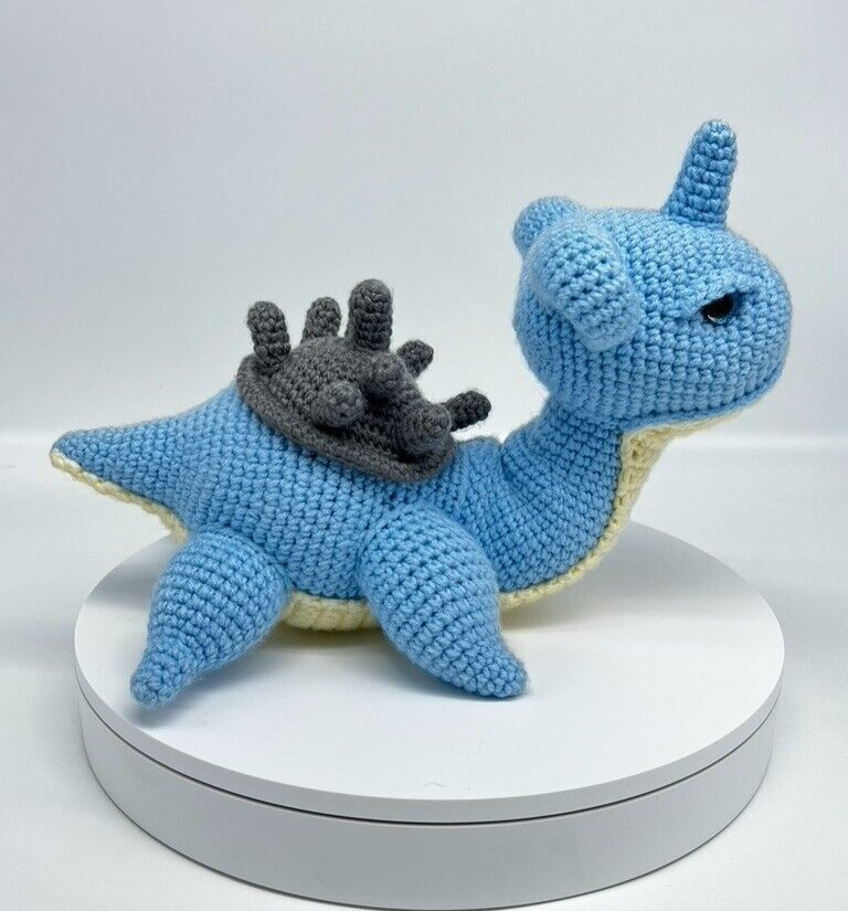 Lapras Pokemon Knitted Crochet Amigurumi Stuffed Animal Plushie Collectible