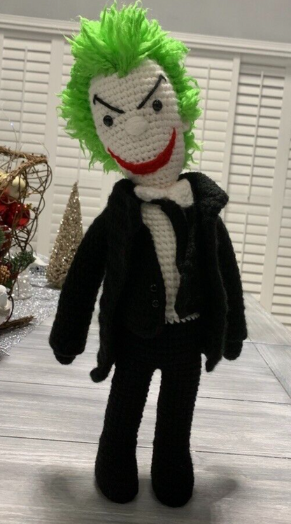 THE JOKER HANDMADE KNITTED AMIGURUMI CROCHET BATMAN COLLECTIBLE TOY DC COMICS