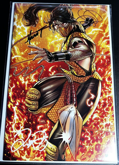 Mortal Kombat Scorpion Fatally Flawless Mike Debalfo LIMITED #2 OF 100 2x SIGNED