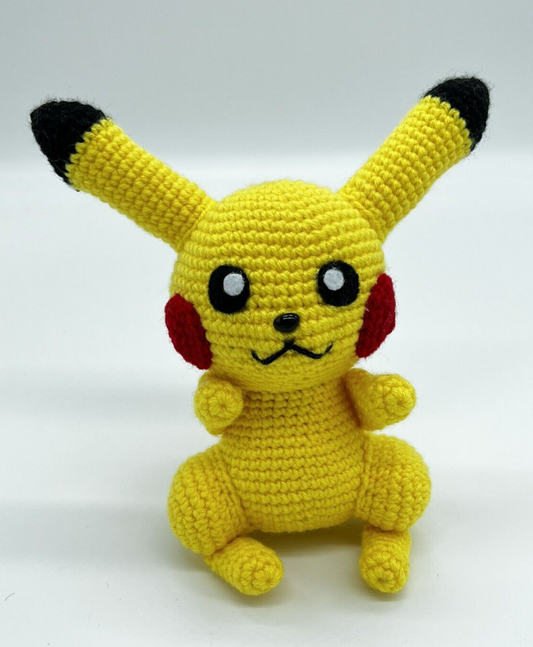 POKEMON PIKACHU KNITTED CROTCHET STUFFED ANIMAL AMIGURUMI HANDMADE PLUSHIE TOY