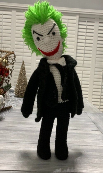 THE JOKER HANDMADE KNITTED AMIGURUMI CROCHET BATMAN COLLECTIBLE TOY DC COMICS