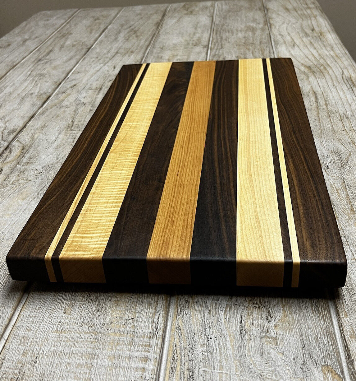 WALNUT MAPLE OAK HARDWOOD CUTTING BOARD BUTCHERS BLOCK PINSTRIPE CHARCUTERIE