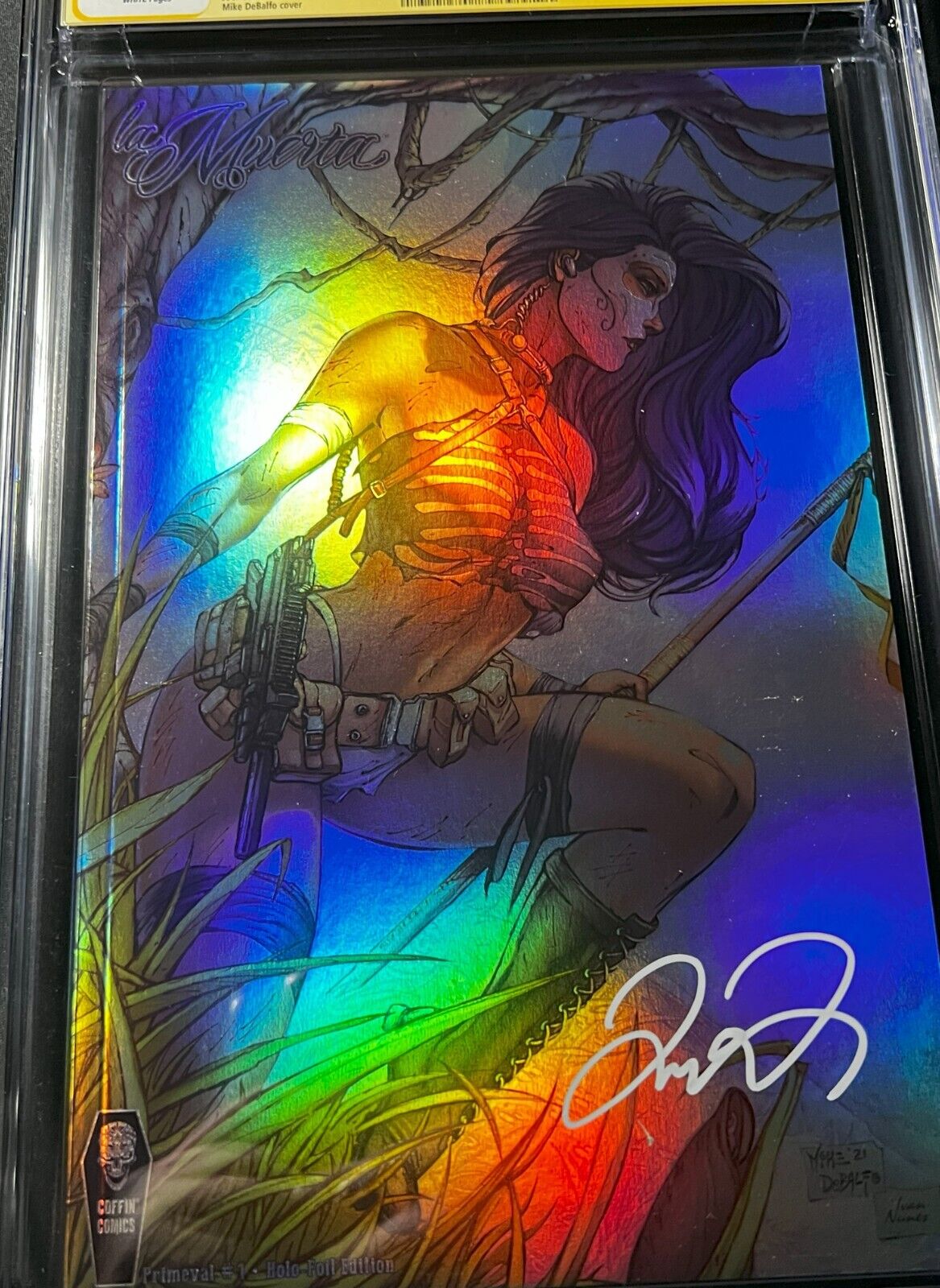 LADY DEATH LA MUERTA PRIMEVAL #1 MIKE DEBALFO VIRGIN SIGNED FOIL CGC 9.8 GRADED