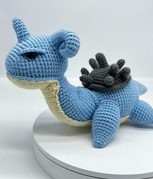 Lapras Pokemon Knitted Crochet Amigurumi Stuffed Animal Plushie Collectible