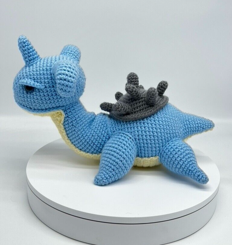 Lapras Pokemon Knitted Crochet Amigurumi Stuffed Animal Plushie Collectible