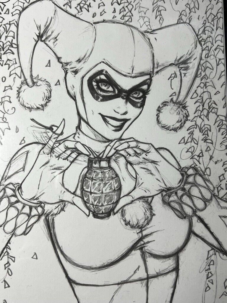 Harley Quinn Poison Ivy #1 Dawn McTeigue Black & White Sketch Cover LTD 1500